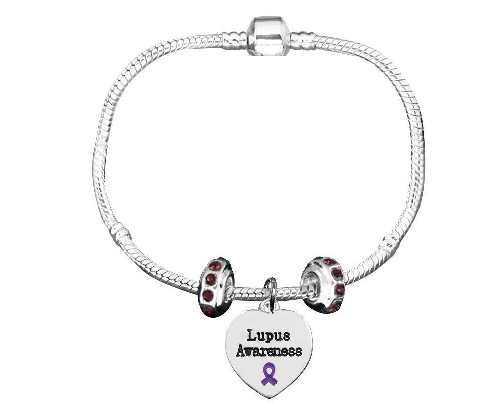 Bulk Lupus Charm with Crystal Accent Charms Bracelets - The Awareness Company