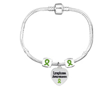 Load image into Gallery viewer, Bulk Lymphoma Awareness Heart Charm With Barrell Accent Charms Bracelets  - The Awareness Company