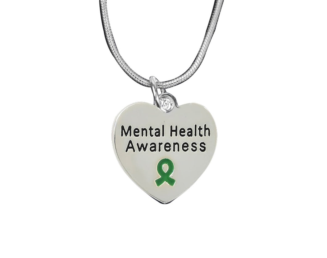 Mental Health Heart Charm Necklaces - The Awareness Company
