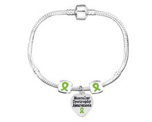 Load image into Gallery viewer, Muscular Dystrophy Awareness Heart Charm Bracelets With Barrell Accent Charms - The Awareness Company