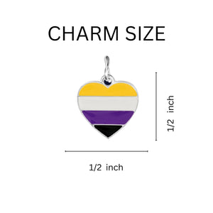 Non Binary Heart Flag Black Cord Bracelets - The Awareness Company