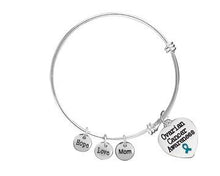 Load image into Gallery viewer, Ovarian Cancer Mom Awareness Heart Retractable Charm Bracelet - The Awareness Company