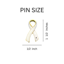 Load image into Gallery viewer, Large White Ribbon Awareness Pins for Lung Cancer &amp; Bone Cancer Awareness