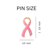 Load image into Gallery viewer, Bulk Pink Ribbon Pins with Crystals for Breast Cancer Awareness