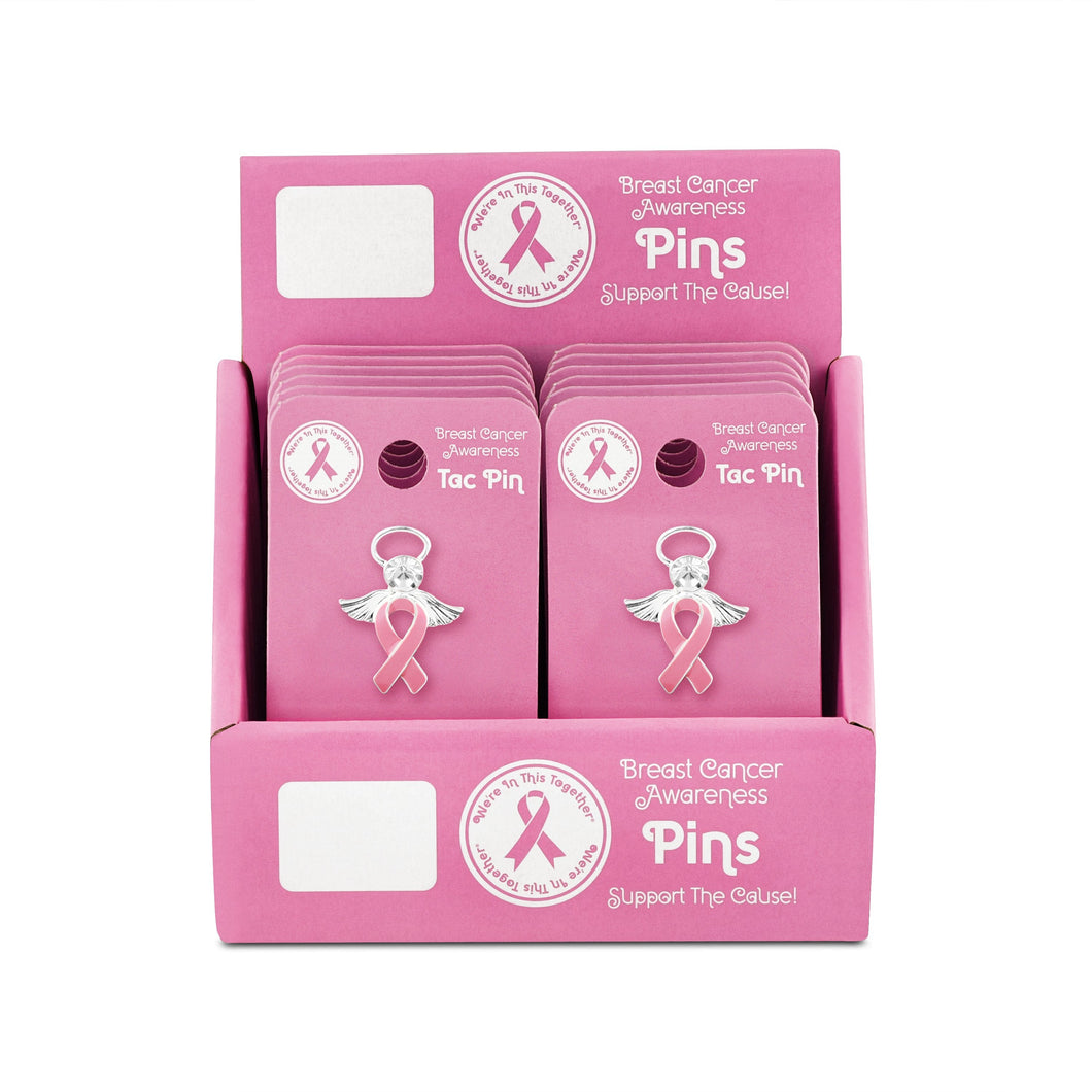  Angel Pink Ribbon Pin Counter Display - The Awareness Company