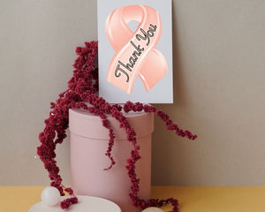 Peach Ribbon Thank You Cards (12 Cards/Pack) - The Awareness Company