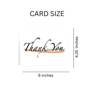 Peach Ribbon Thank You Note Cards (12 Cards/Pack) - The Awareness Company