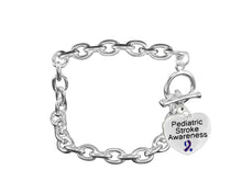 Load image into Gallery viewer, Bulk Blue &amp; Purple Ribbon Charm Pediatric Stroke Chunky Bracelets - The Awareness Company