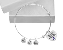 Load image into Gallery viewer, Bulk Blue &amp; Purple Ribbon Charm Pediatric Stroke Retractable Bracelets - The Awareness Company