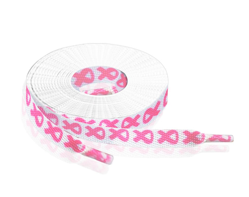 Bulk Pink Ribbon Shoelaces, Bulk Breast Cancer Ribbon Shoelaces - The Awareness Company