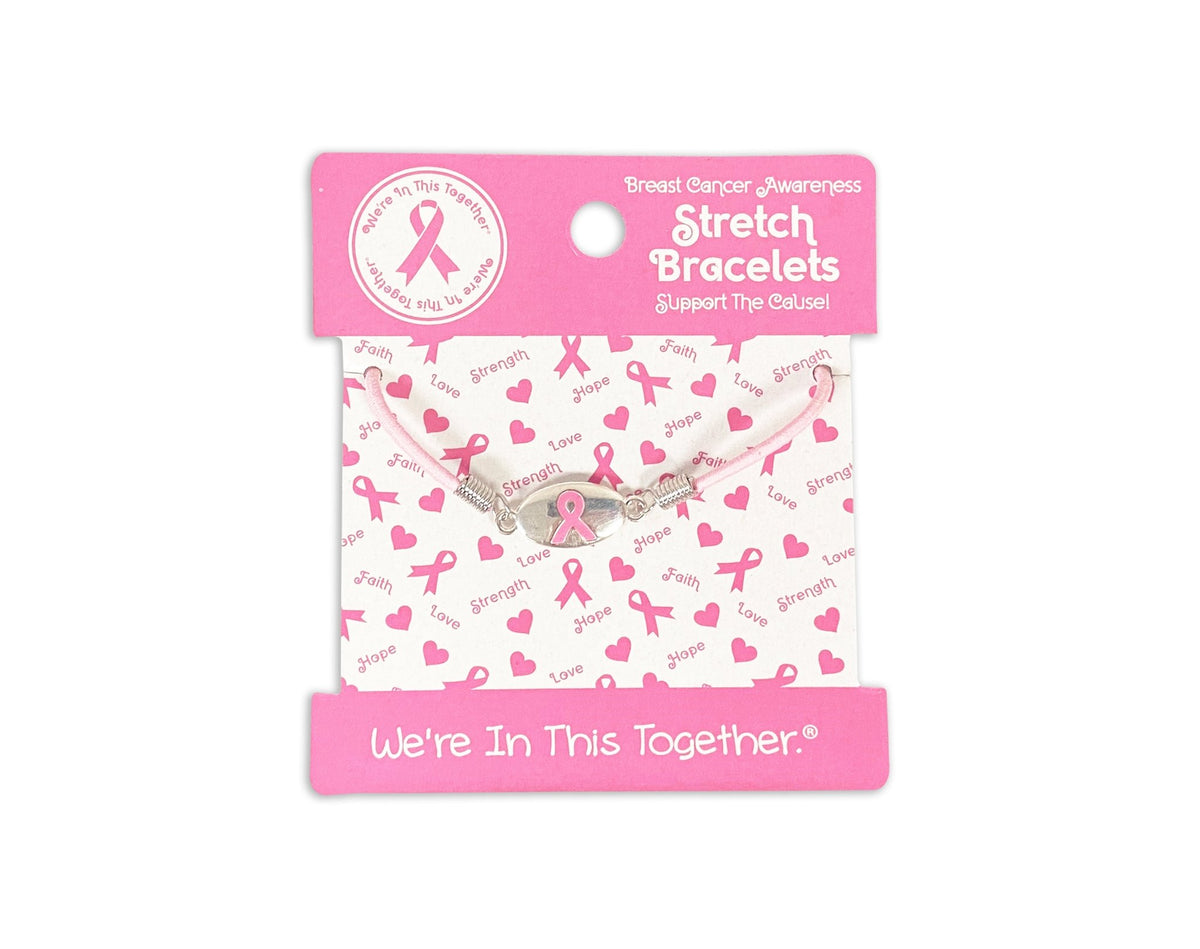 Bulk Pink Ribbon Stretch Bracelet Counter Display - Breast Cancer ...