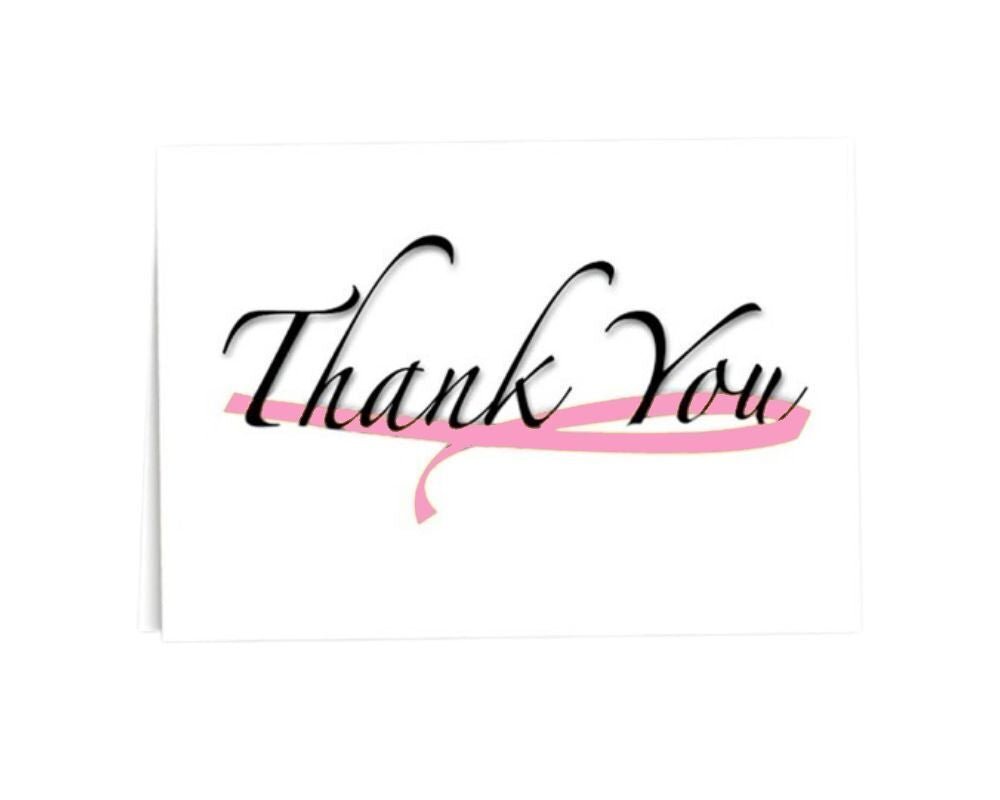 Large Pink Ribbon Thank You Cards for Breast Cancer Fundraising