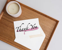 Load image into Gallery viewer, Pink Ribbon Thank You Cards (12 Cards/Pack) - The Awareness Company