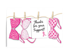 Load image into Gallery viewer, Pink Ribbon Thanks For Your Support Cards (12 Cards/Pack) - The Awareness Company