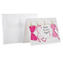 Load image into Gallery viewer, Pink Ribbon Thanks For Your Support Cards (12 Cards/Pack) - The Awareness Company