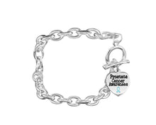 Load image into Gallery viewer, Bulk Light Blue Ribbon Prostate Cancer Heart Charm Chunky Bracelets - The Awareness Company