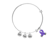 Load image into Gallery viewer, Purple Ribbon Charm Retractable Bracelets - The Awareness Company