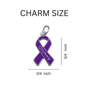 Purple Ribbon Crohn's Disease Awareness Charm Retractable Bracelets - The Awareness Company