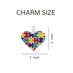 Puzzle Piece Autism Awareness Multicolored Heart Hanging Charms - The Awareness Company