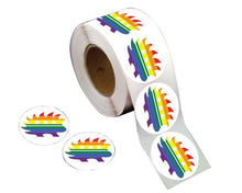 Load image into Gallery viewer, Rainbow Porcupine Libertarian Stickers (250 per Roll) - The Awareness Company