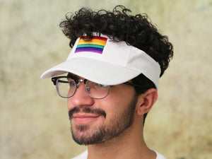 Bulk Rainbow Flag Visors in White, Gay Pride Visors and Caps