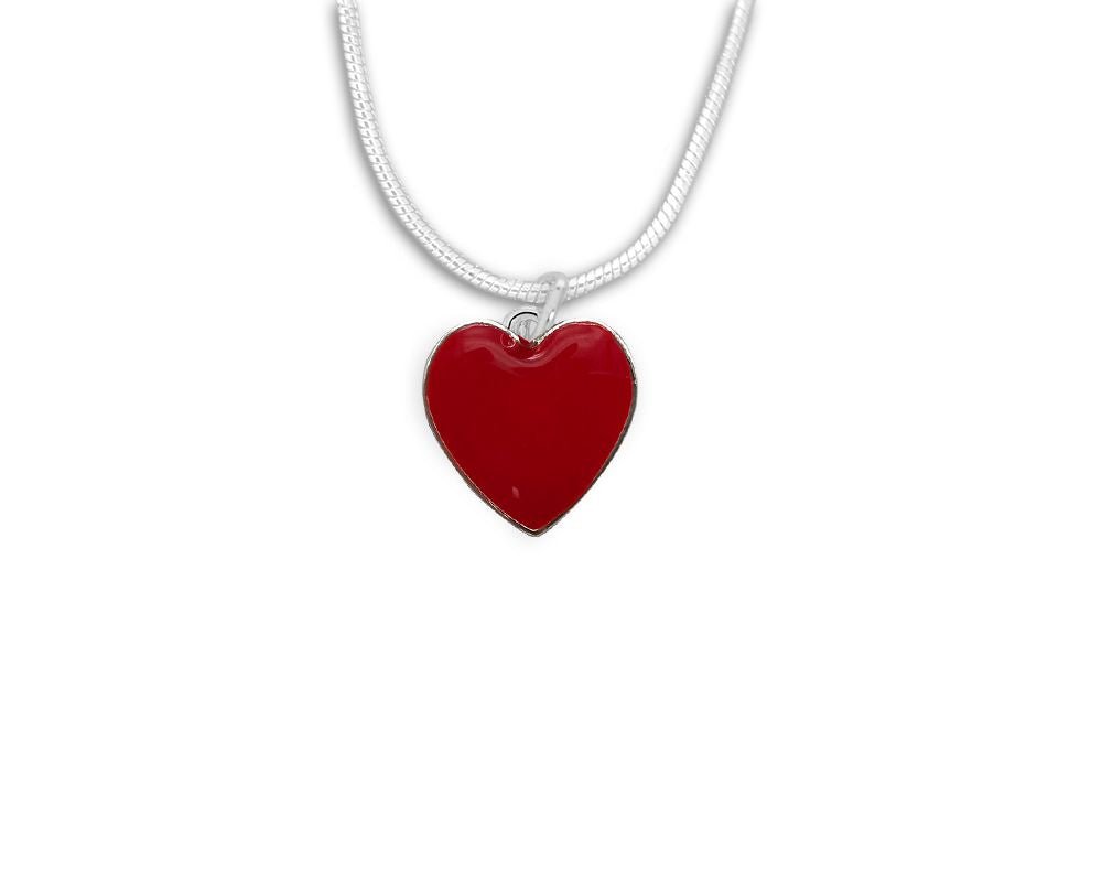 Bulk Red Heart Necklaces for Valentines Day, Heart Health Awareness