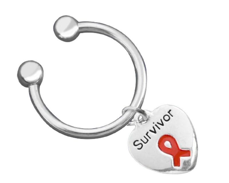 Red Ribbon Survivor Heart Charm Key Chains - The Awareness Company