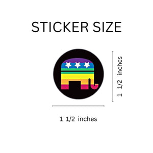 Republican Rainbow Elephant Stickers (250 per Roll) - The Awareness Company