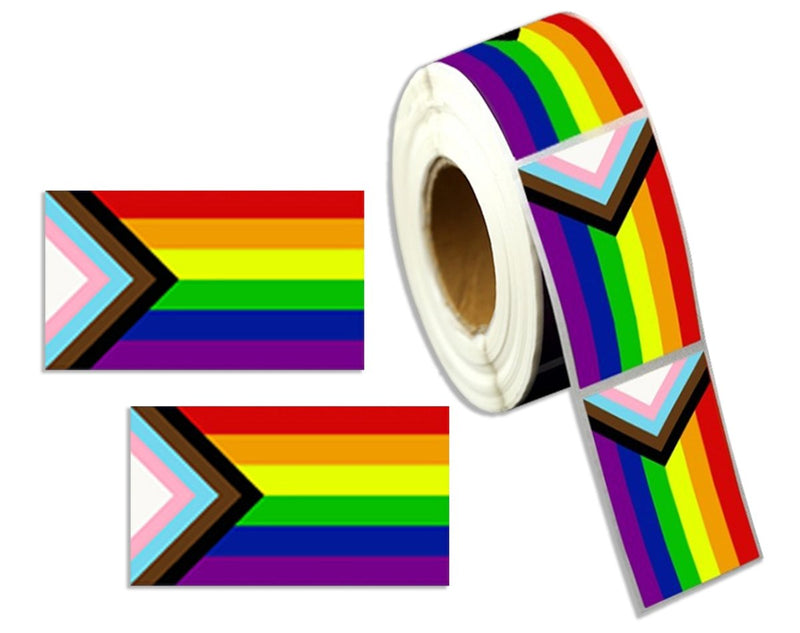 Roll Extra Large Rectangle Daniel Quasar "Progress Pride" Flag Stickers - The Awareness Company