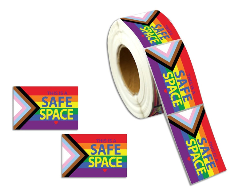 Roll Large Rectangle Daniel QuasarFlag Safe Space Stickers (250 per Roll) - The Awareness Company