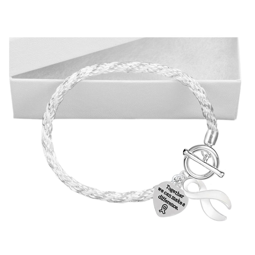 Rope White Ribbon Bracelets - The Awareness Company