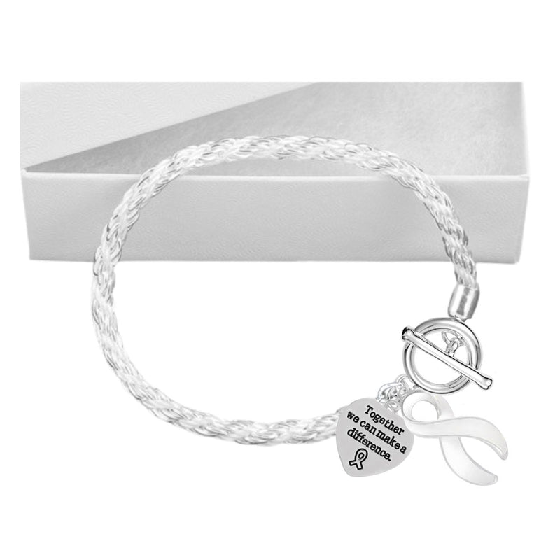 Rope White Ribbon Bracelets - The Awareness Company