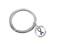 Load image into Gallery viewer, Bulk Dark Blue Ribbon Child Abuse Awareness Split Style Keychains - The Awareness Company