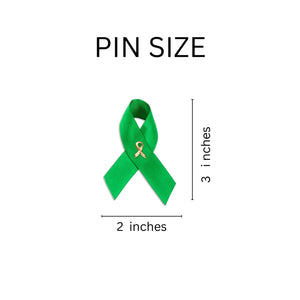 Satin Green Ribbon Pins - The Awareness Company