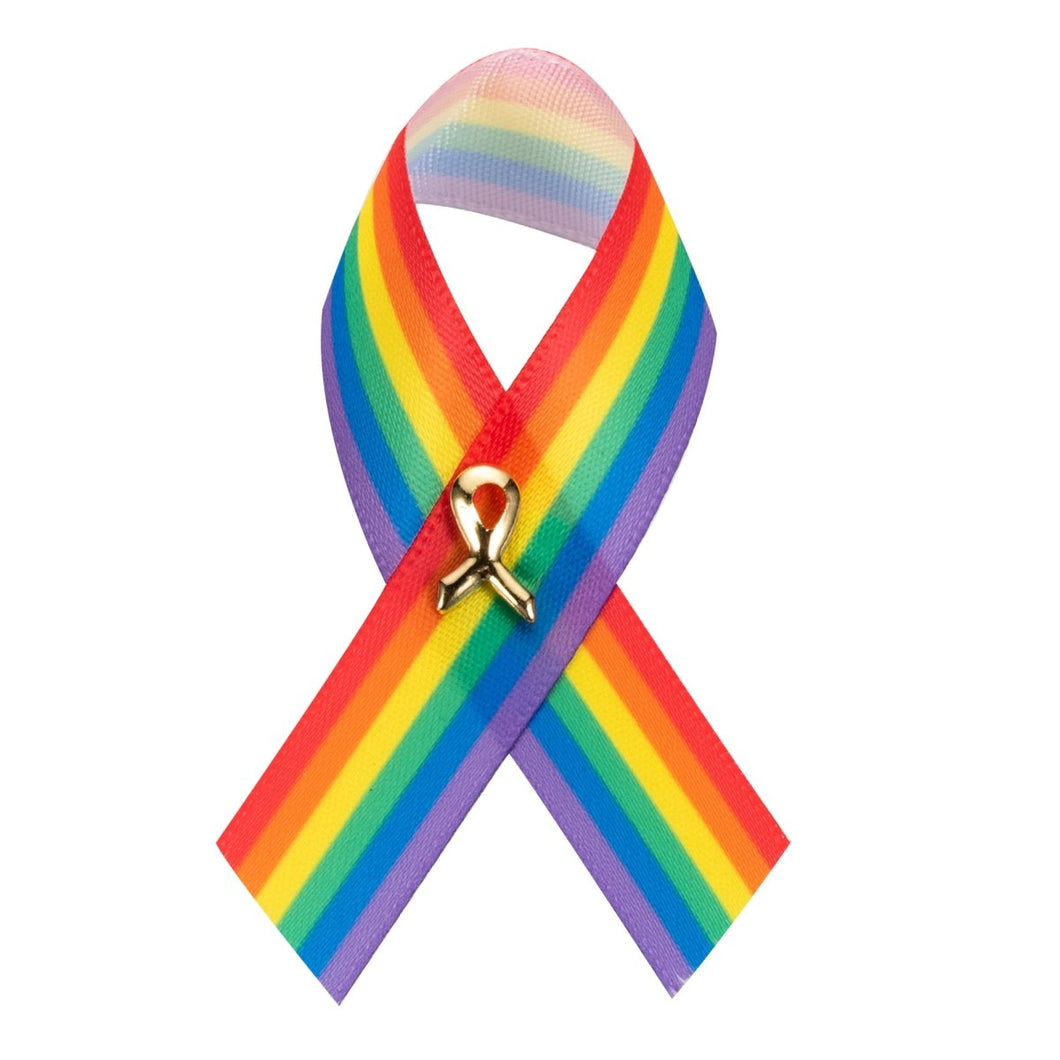 Bulk Satin Rainbow Ribbon Pins - The Awareness Company