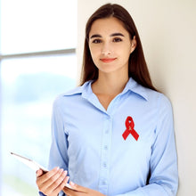 Load image into Gallery viewer, Satin Red Ribbon Awareness Pins - The Awareness Company