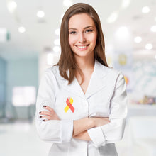 Load image into Gallery viewer, Satin Red &amp; Yellow Ribbon Pins - The Awareness Company