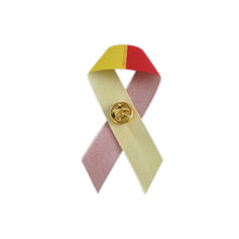 Load image into Gallery viewer, Satin Red &amp; Yellow Ribbon Pins - The Awareness Company