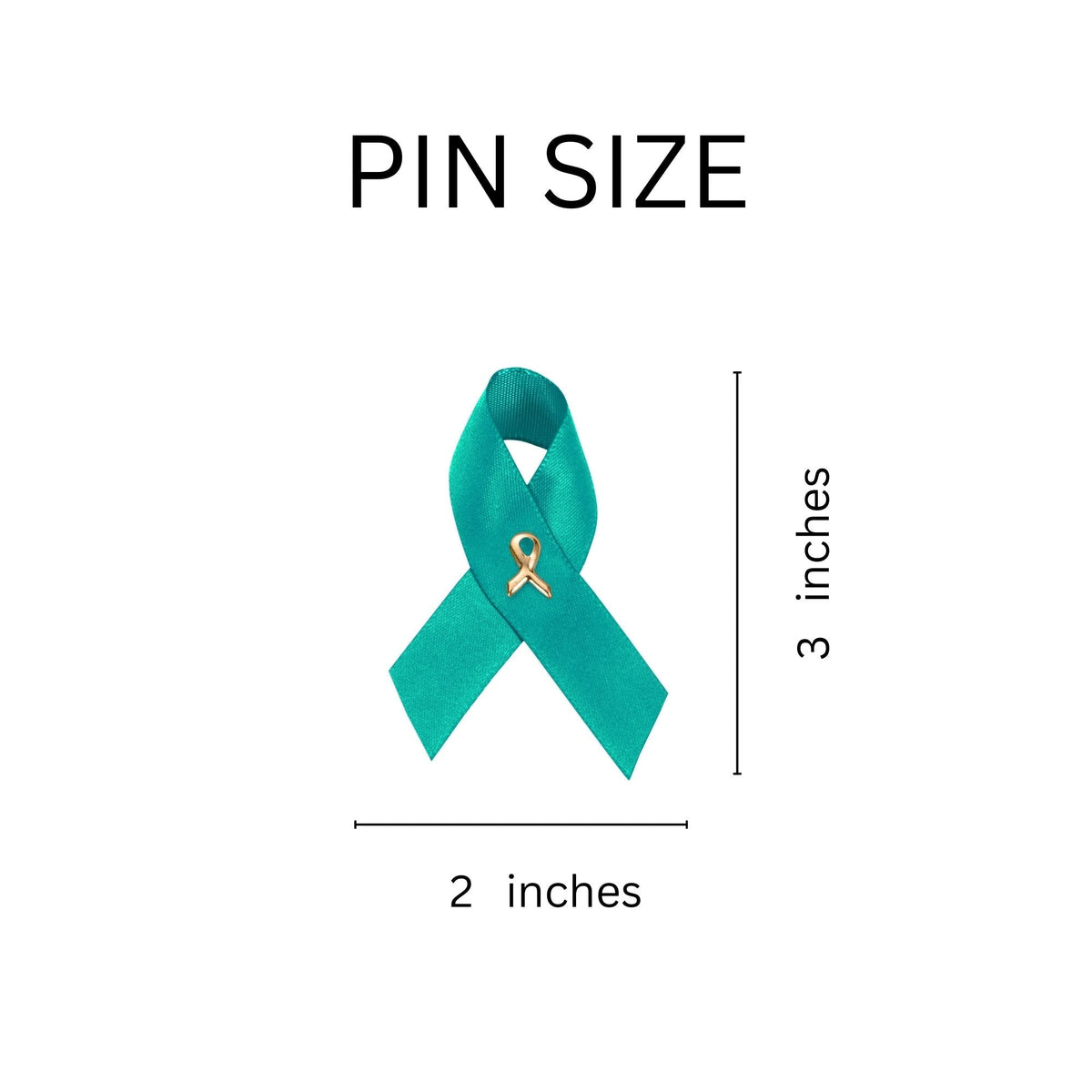 25-Pack Satin Teal Ribbon Awareness Pins – Ovarian Cancer, PTSD & Rape ...