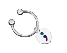 Load image into Gallery viewer, Semicolon Suicide Prevention Awareness Heart Key Chains - The Awareness Company