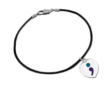 Load image into Gallery viewer, Semicolon Suicide Prevention Heart Leather Cord Bracelets - The Awareness Company