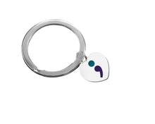 Load image into Gallery viewer, Semicolon Suicide Prevention Awareness Heart Split Style Key Chains - The Awareness Company