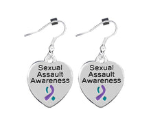 Load image into Gallery viewer, Sexual Assault Awareness Heart Hanging Earrings - The Awareness Company