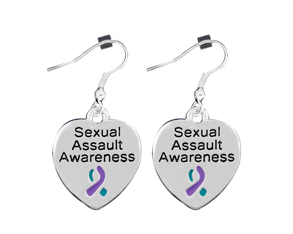 Sexual Assault Awareness Heart Hanging Earrings - The Awareness Company