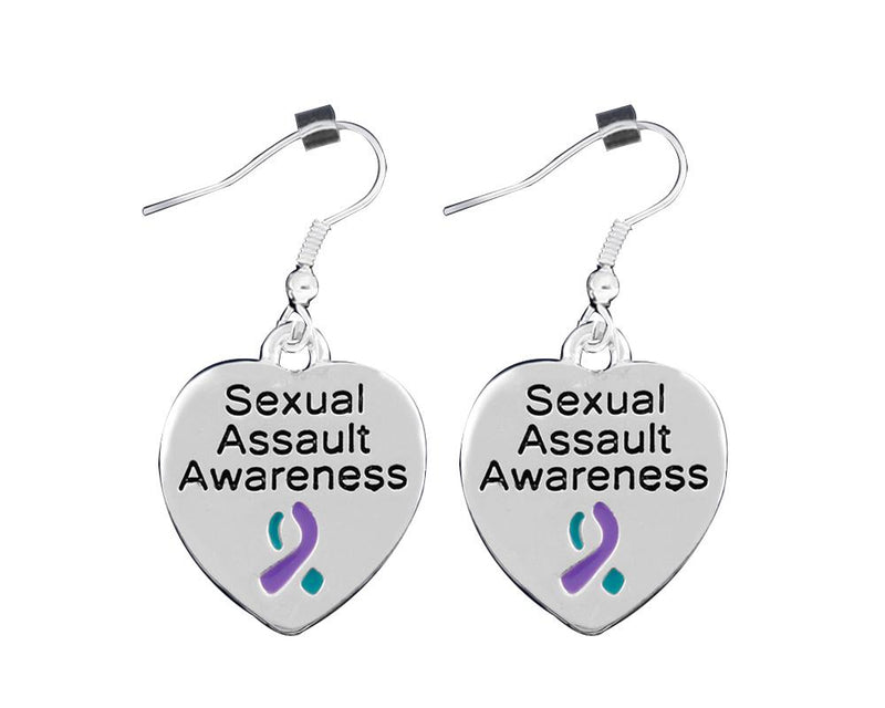 Sexual Assault Awareness Heart Hanging Earrings - The Awareness Company