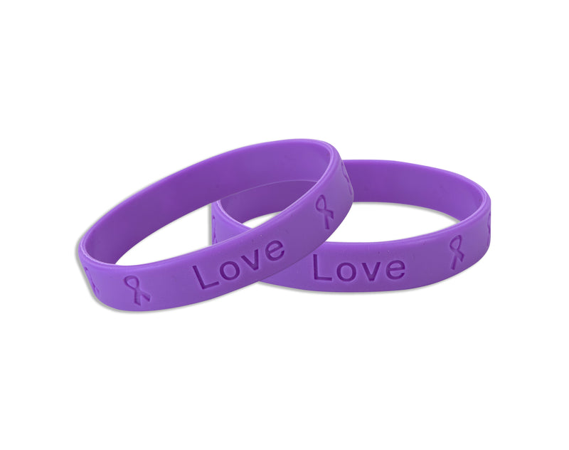 Purple Silicone Bracelets for Alzheimers, Dometic Violence, Lupus, Crohns - The Awareness Company