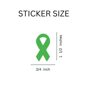 Small Green Ribbon Stickers (250 per Roll) - The Awareness Company