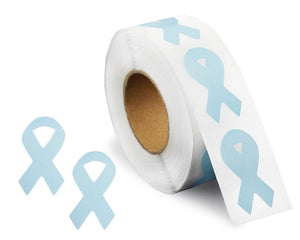 Small Light Blue Ribbon Stickers (250 per Roll) - The Awareness Company