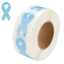 Load image into Gallery viewer, Small Light Blue Ribbon Stickers (250 per Roll) - The Awareness Company