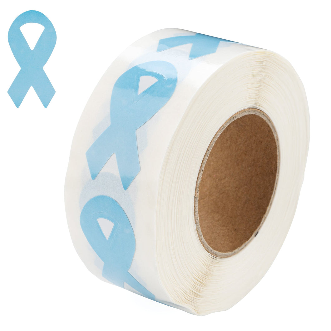 Small Light Blue Ribbon Stickers (250 per Roll) - The Awareness Company